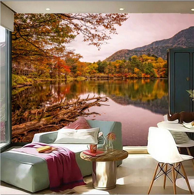 Изготовленный На Заказ 3D природа фотообои Япония парки пруд осень обои с