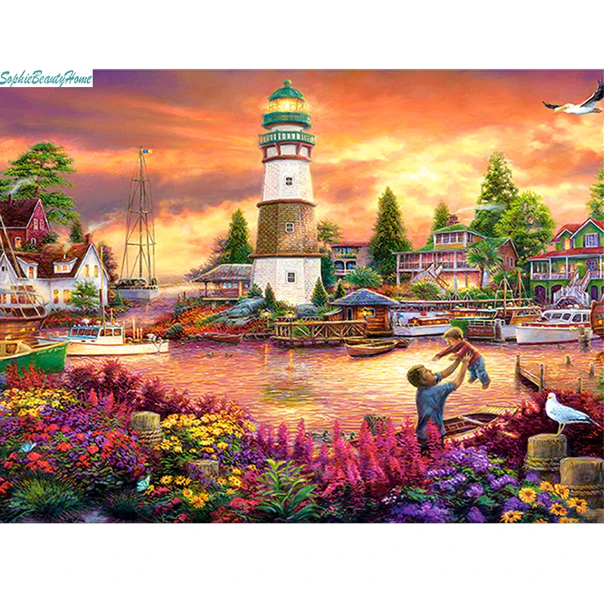 

Sophie Beauty Home 5d DIY Oil Painting Diamond Cross Stitch 3D Diamond Embroidery Kit Landscape Picture Mosaic Home Wall Sticker