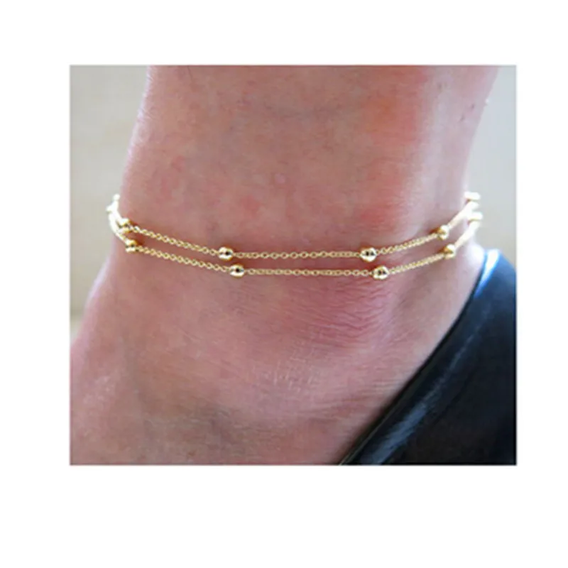 Хит продаж Пляжная металлическая цепь с двойными кристаллами золотой короткий