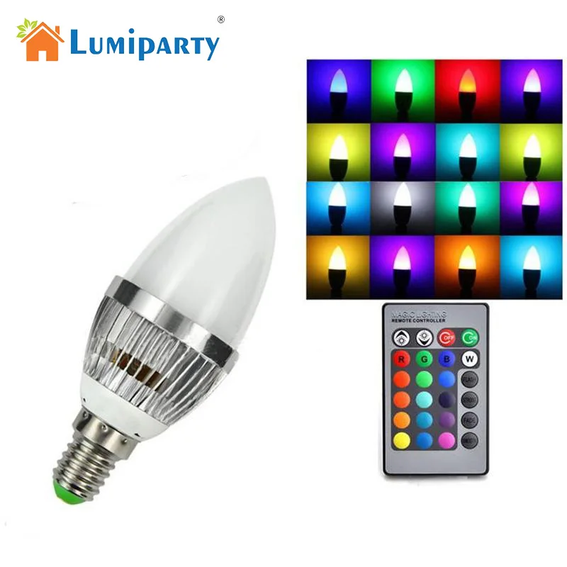 Светодиодный светильник LumiParty E14 3 Вт RGB в форме свечи инфракрасная лампа с
