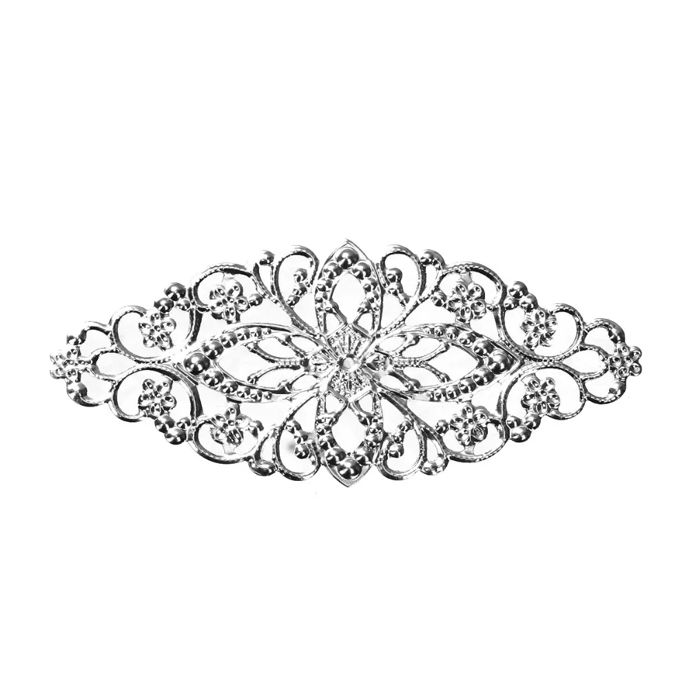 DoreenBeads сплав на железной основе украшения лист серебристый филигрань резная 80 мм