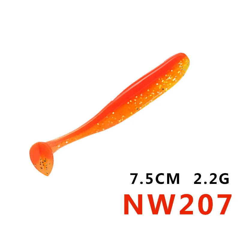 NW207 Noeby T-tail Мягкие силиконовые приманки Светящиеся 5 см/7,5 см/9 см пластиковые воблеры мигающие рыболовные приманки для ловли окуня leurre peche - Цвет: NW207