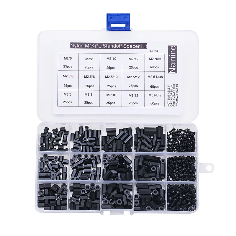 480Pcs/set M2 M2.5 M3 Hex Nylon Standoff Spacer Column For PCB Motherboard Fixed Plastic Spacing Screws Set NL24