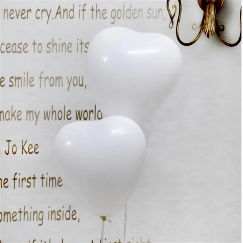 

40pcs/lot white red pink yellow blue purple heart balloon 10 inch 2.2g latex balloons wedding Valentine's Day party ballon