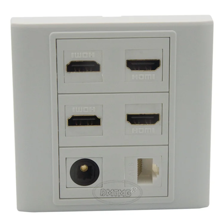 4 X HDMI RJ45 Toslink аудио волоконная настенная пластина с обратной стороной гнездового