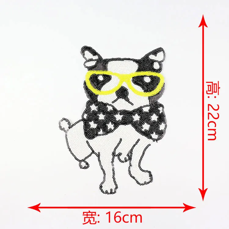 

New Dog with Sequined Patches Fashion Applique Sew on Patch for Clothes application for clothes DIY Decal Apparel Accessory 2pcs