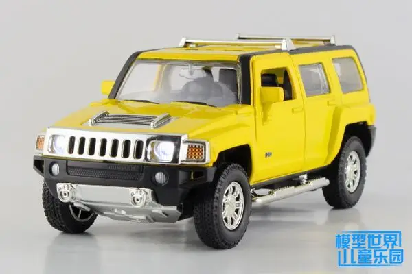 /литая под давлением игрушечная модель/1:32 весы/Hummer H3 SUV спортивный автомобиль/Вытяжка/звук и светильник/образовательная Коллекция/подарок для детей