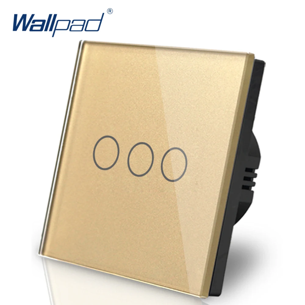 3 банды 2 Way Wallpad роскошное Золотое Сенсорное закаленное стекло позиционный