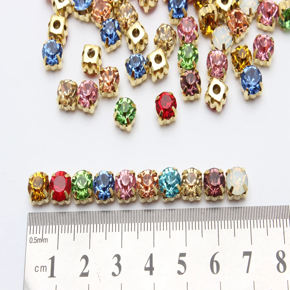 17 Color 144pcs/Lot 7mm Gold Claw Sew on Rhinestones Good Quality Crystal use for DIY accessories free shipping | Дом и сад