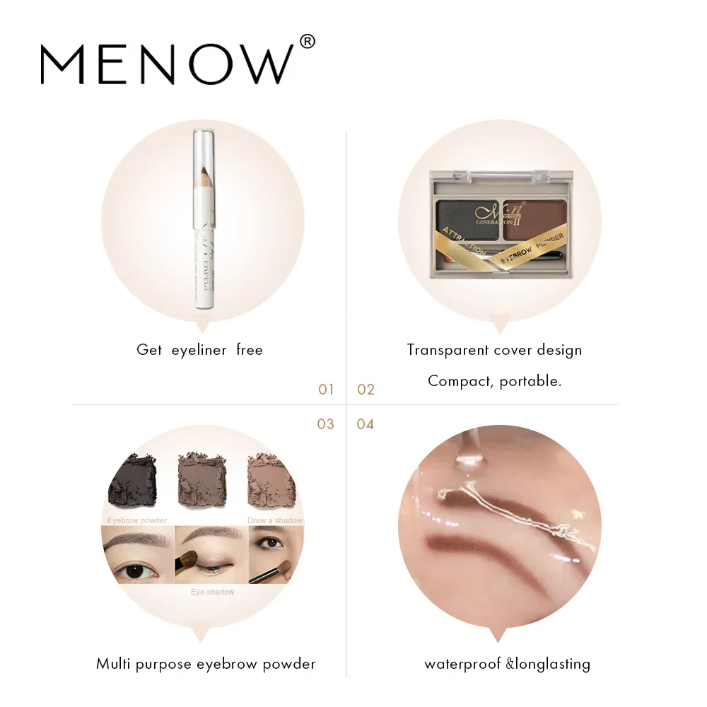 Menow двухцветный пояс для бровей Кисть с подводкой глаз водостойкая натуральная