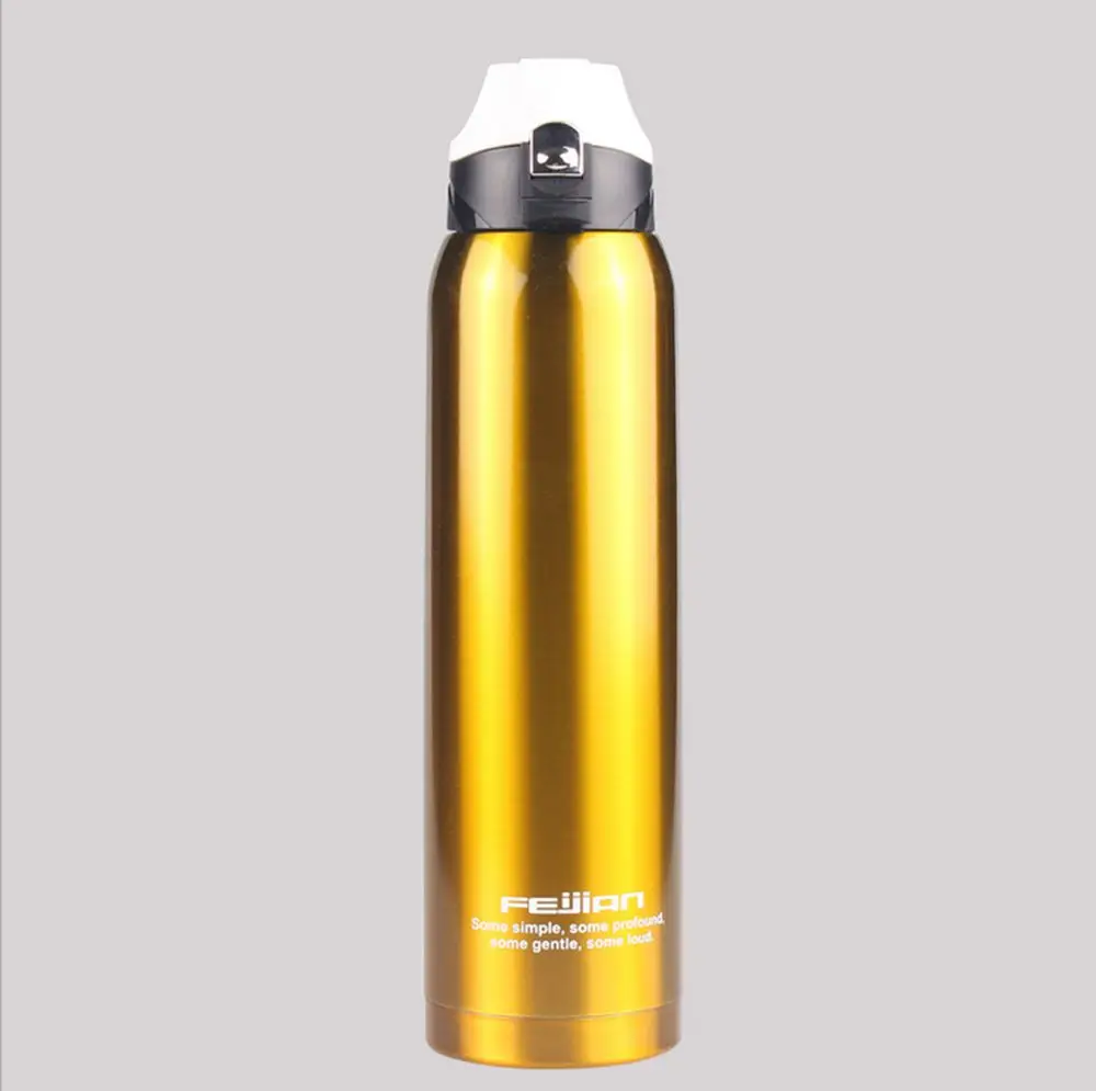 FEIJIAN 304STAINLESS STEEL THERMOS CAR TRAVEL OUTDOOR MOTOR PORTABLE FLASK LEAK PROOF LARGE CAPACITY 1000ML STRAIGHT THERMOSES | Дом и сад