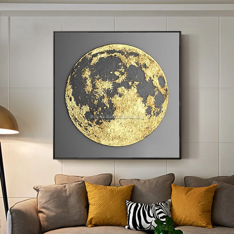 

Gold Art Abstract Globe Painting On Canvas Cuadro Decoraction Thick Texture Original Wall Art Picture For Living Room Home Decor