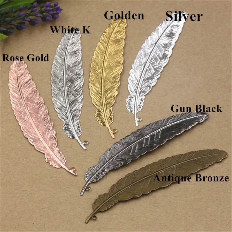 

30 pcs 6 Colors Size 52x12mm Bookmark Copper Flower Leaves Fallen Petals Charms Pendant DIY Jewelry Base settings Finding