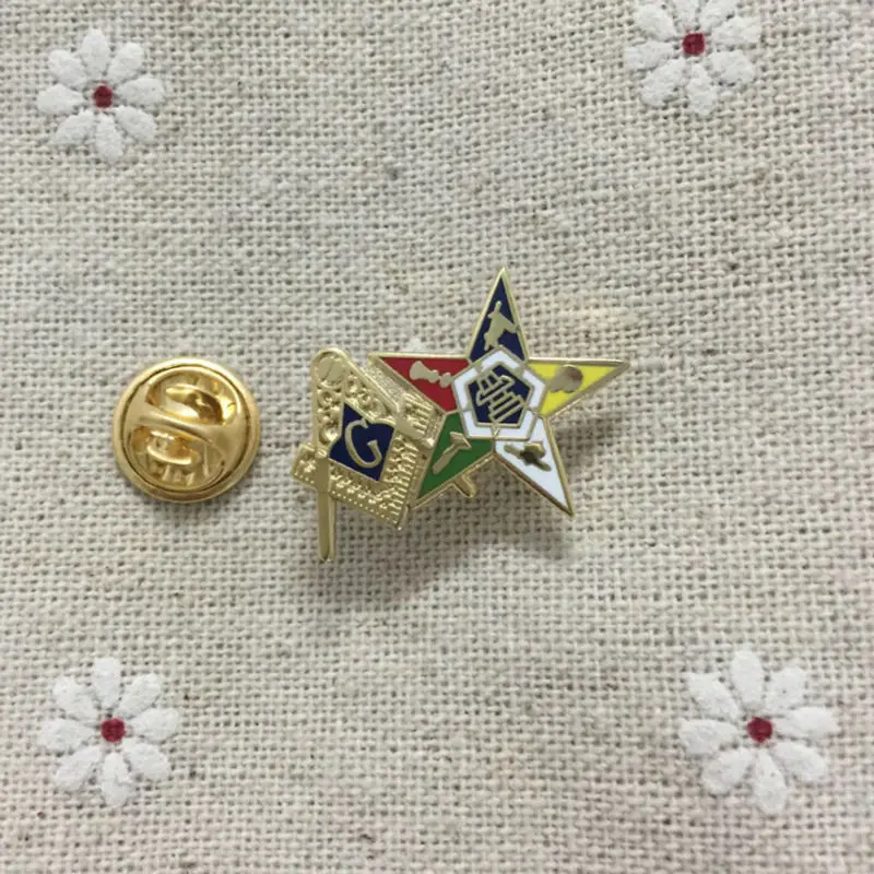50 шт. эмалированные булавки значок угольник и циркуль OES Лацкан Pin заказ Восточной