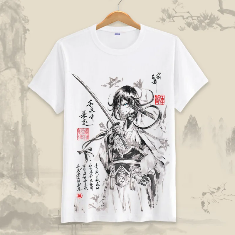 Новая летняя Аниме игра футболка Touken Ranbu онлайн косплей чернила топы с картинками