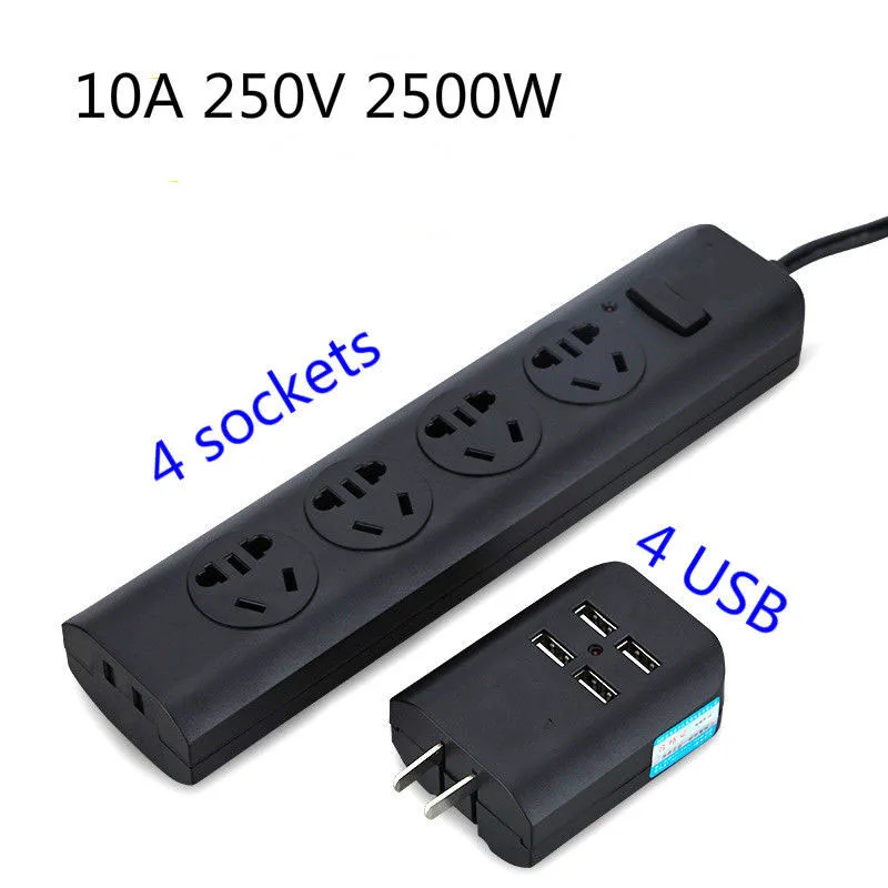 Розетка AU Plug 4 usb-порта для зарядки Универсальный 4 розетки переключатель розетки 1,8 м гнездо для шнура удлинителя