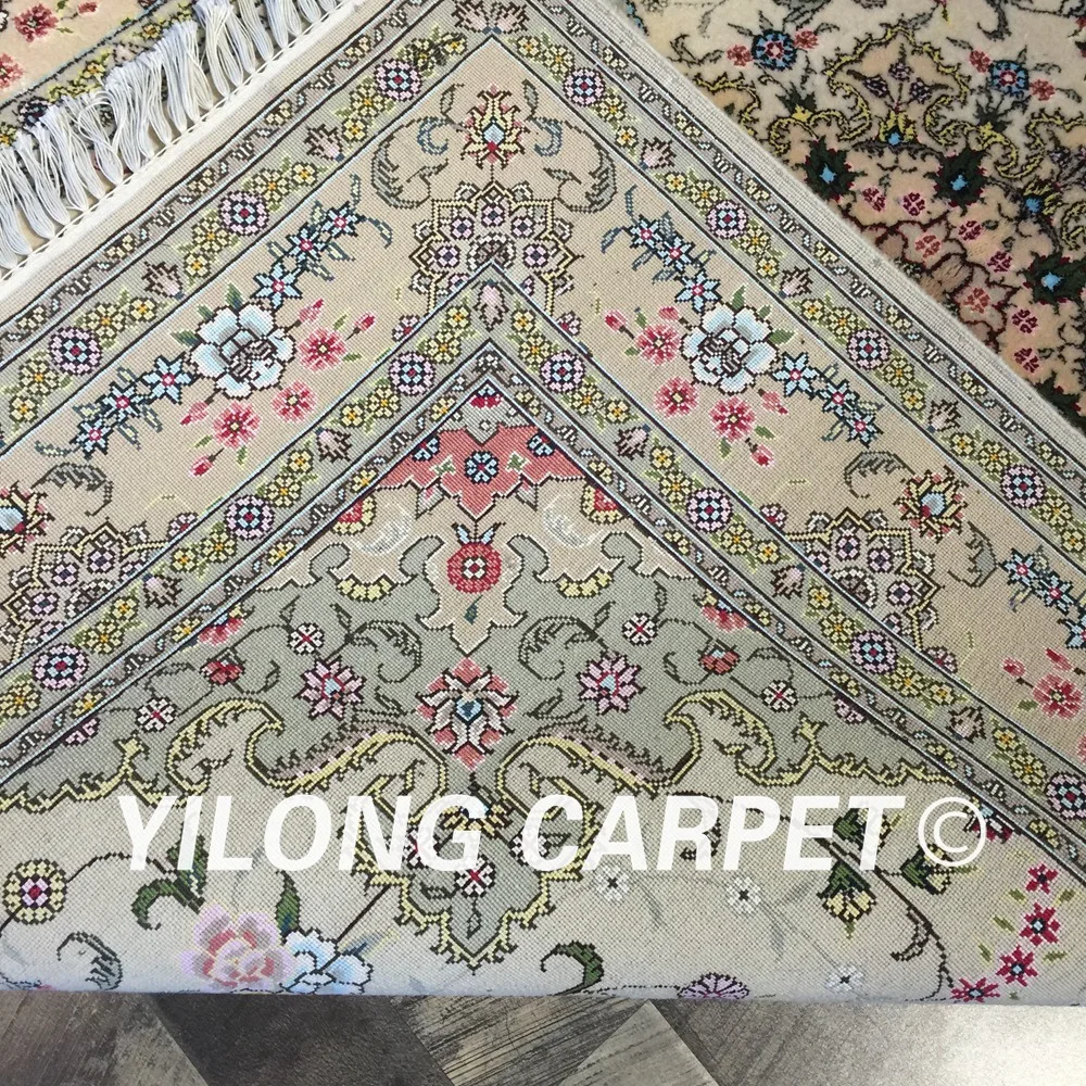 Yilong 4 'x 6' китайские красивые цветы ручной работы с узлом Украшение шерстяной