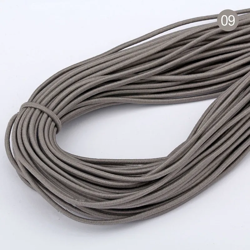 09 Gray 5M 5 м 2 мм цветная высокоэластичная Высококачественная круглая эластичная повязка круглая эластичная канатная Резиновая лента эластичная линия DIY Швейные аксессуары - Цвет: 09 Gray 5M