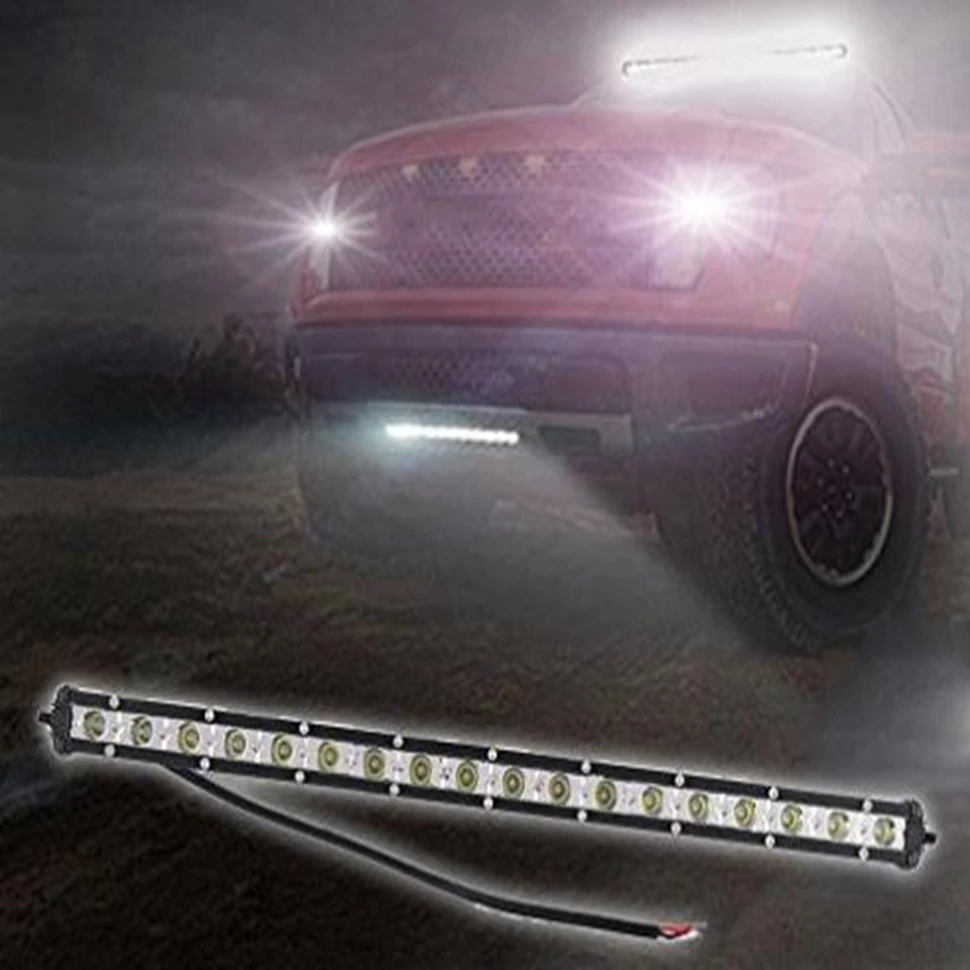 

CENREE 54W Slim Line Single Row Series Off Road Driving Work Light Bar 3W LED Lumen Great For Jeep Cabin/Boat/SUV