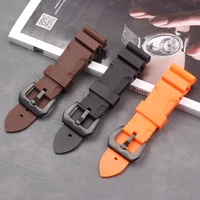 watch accessories mens silicone strap 24mm 26mm for panerai ladies outdoor sports waterproof rubber strap buckle