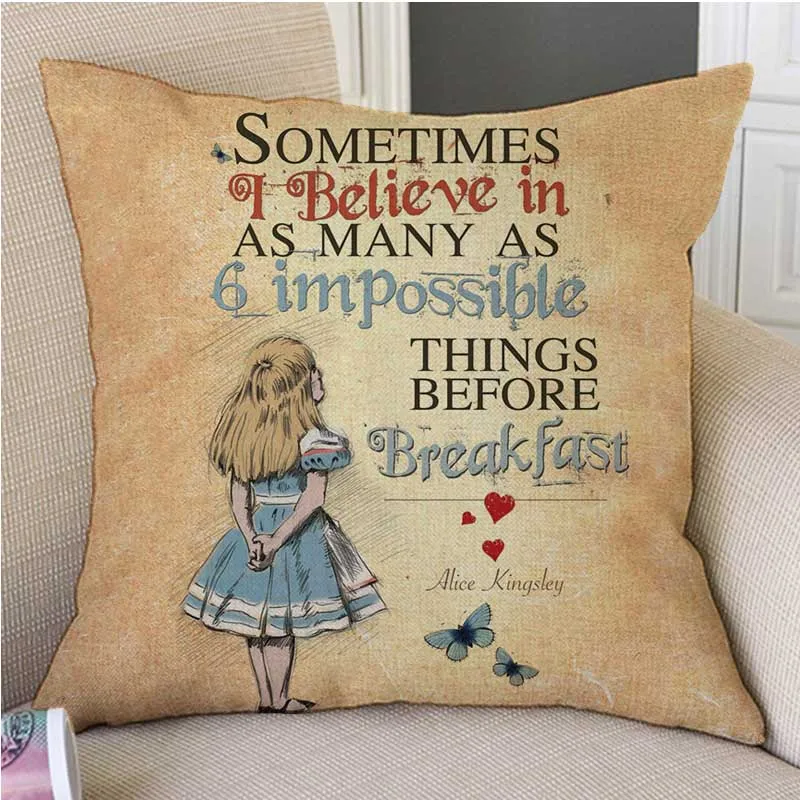 18 &quotВинтажный домашний декоративный Чехол-подушка в виде букв Алиса стране