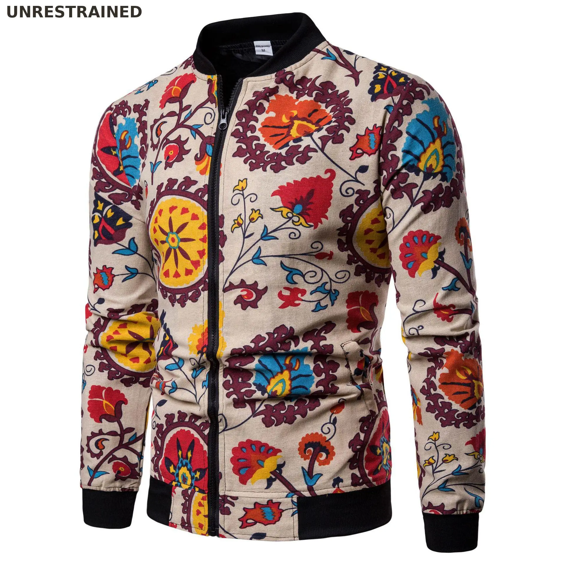 2018 новые осенние мужские с цветочным принтом Повседневное Varsity куртки длинными