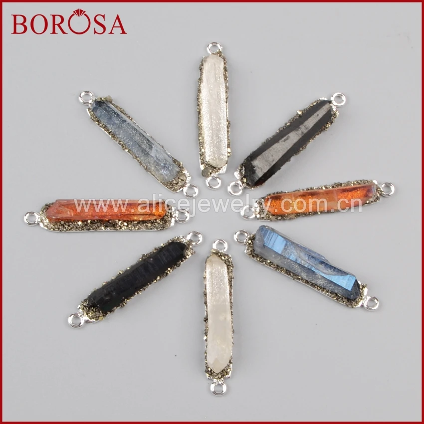 Borosa Новый приходить Multi Цвет Drusy кластера аура кварц Druzy Кристалл точка серебра