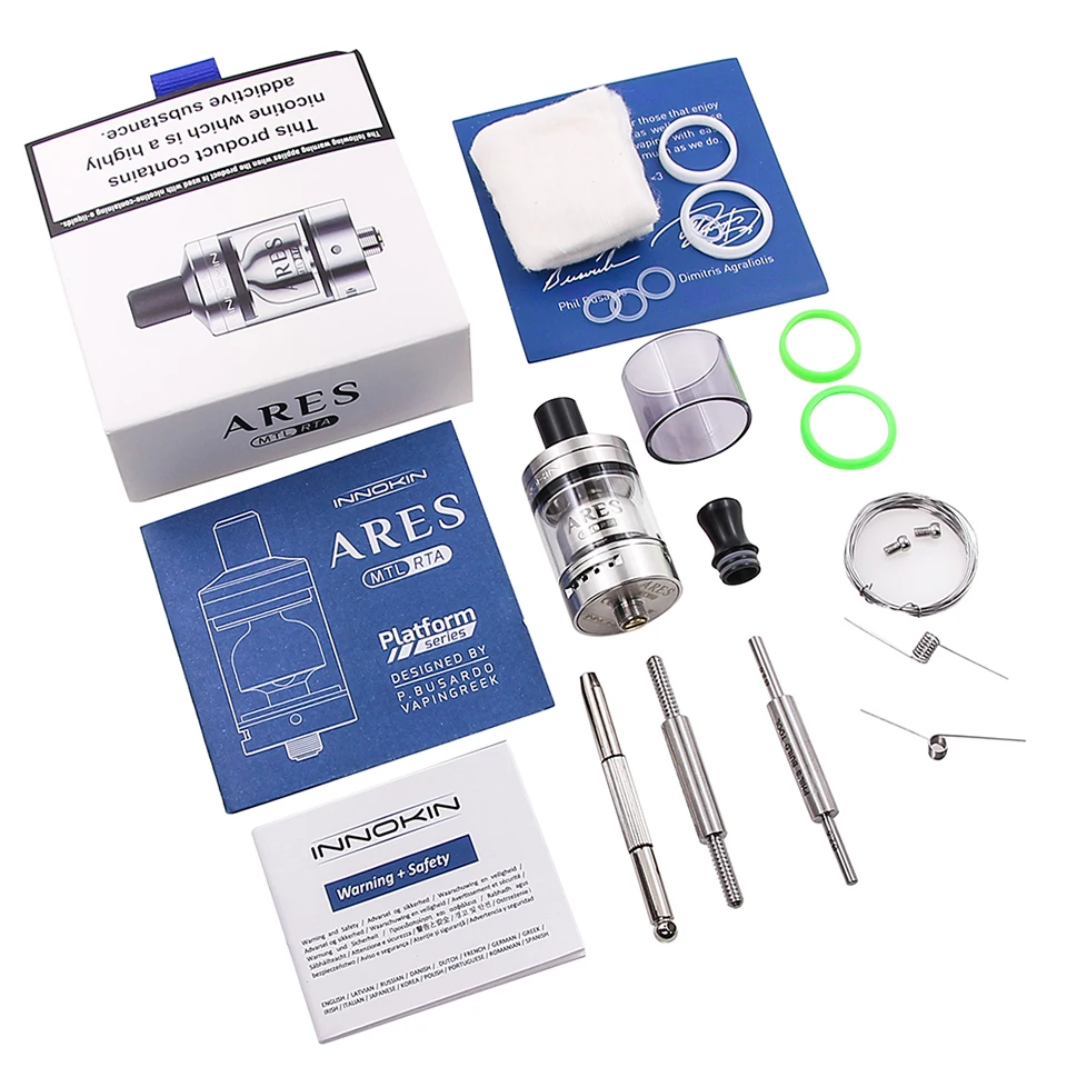 Оригинальный вейп INNOKIN ARES MTL RTA Tank 24 мм слайдер top заполняющий атомайзер