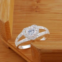 pure silver 925 rings for women girl heart finger ring with stone bague femme wedding engagement jewelry accessory anel anillos