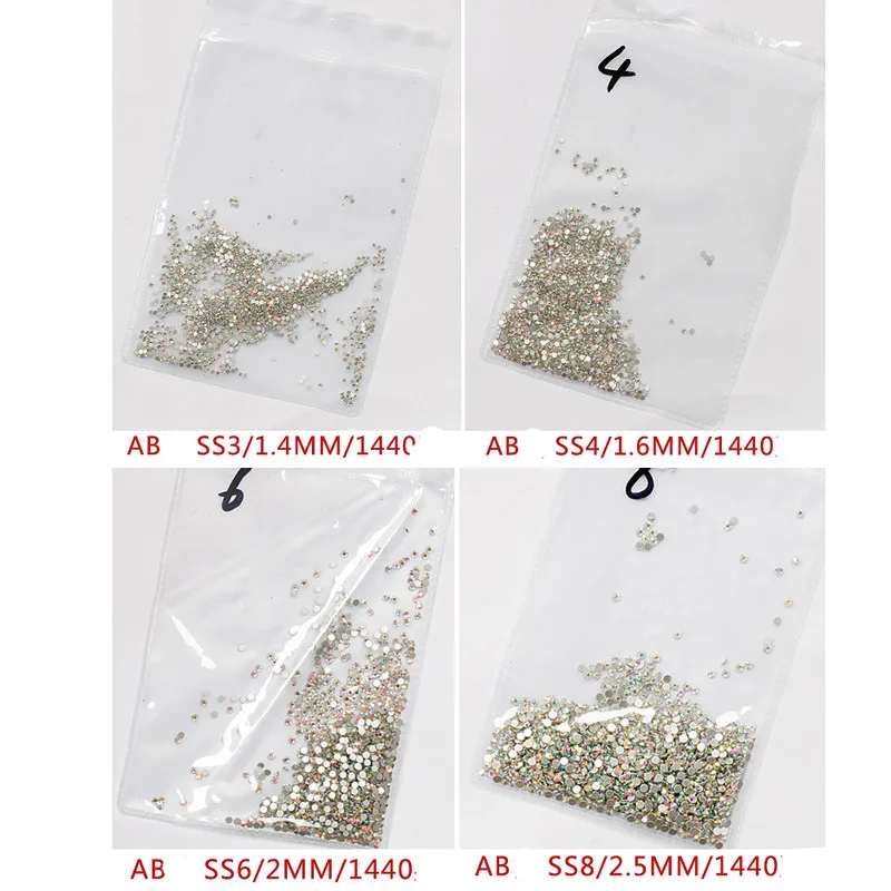 SS4 1 6 мм Хрустальные Стразы AB стеклянные стразы с плоской задней поверхностью не