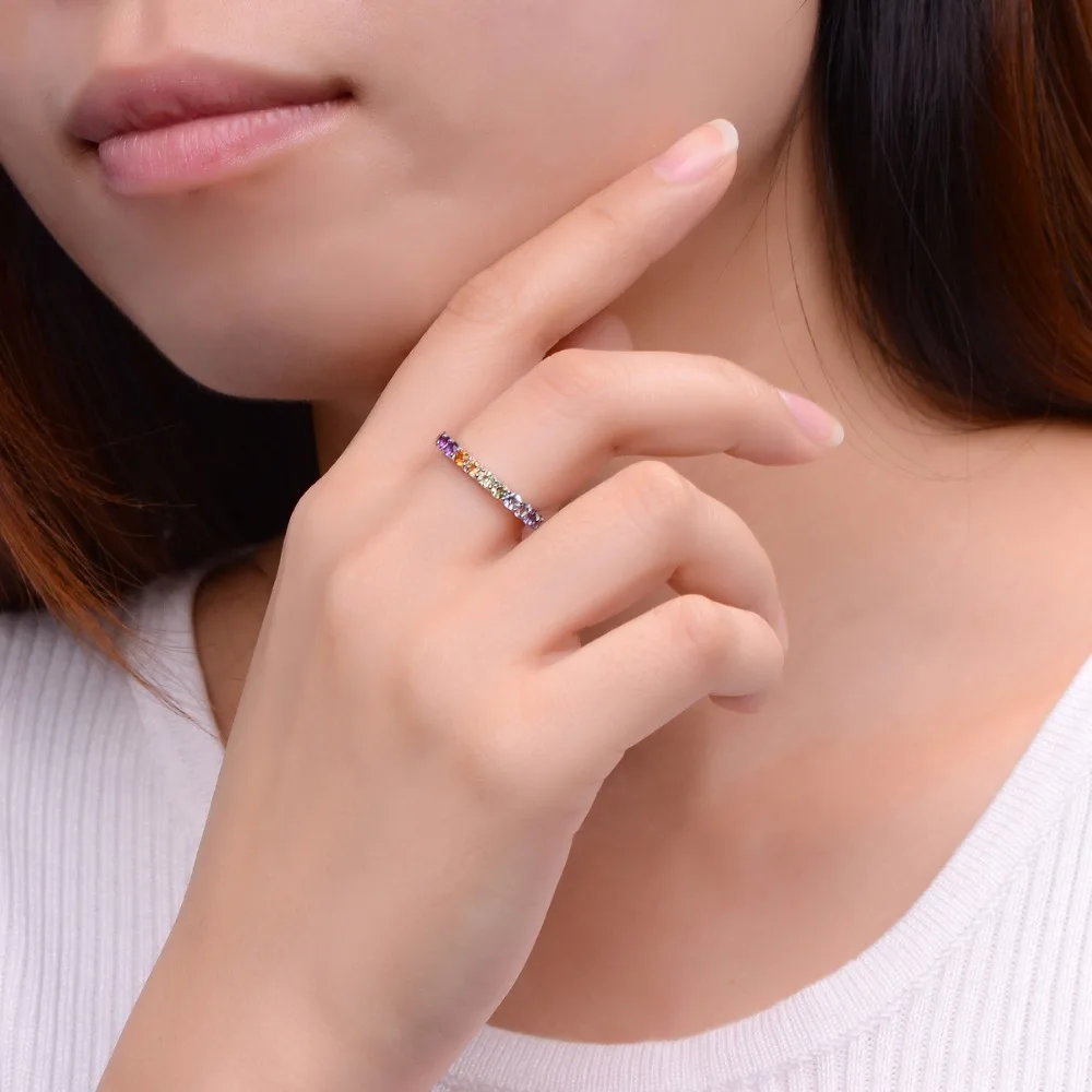 

Natural Citrine Women's Ring Garnet Peridot 925 Sterling Silver Rings Gradation Color Gemstone Fine Jewelry Presents Gift