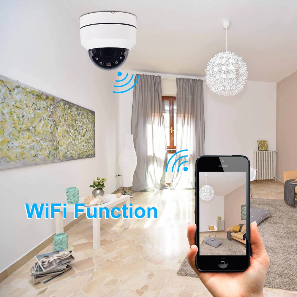 2 мегапиксельная мини купольная WiFi PTZ IP камера для помещений 1080P Беспроводная 4
