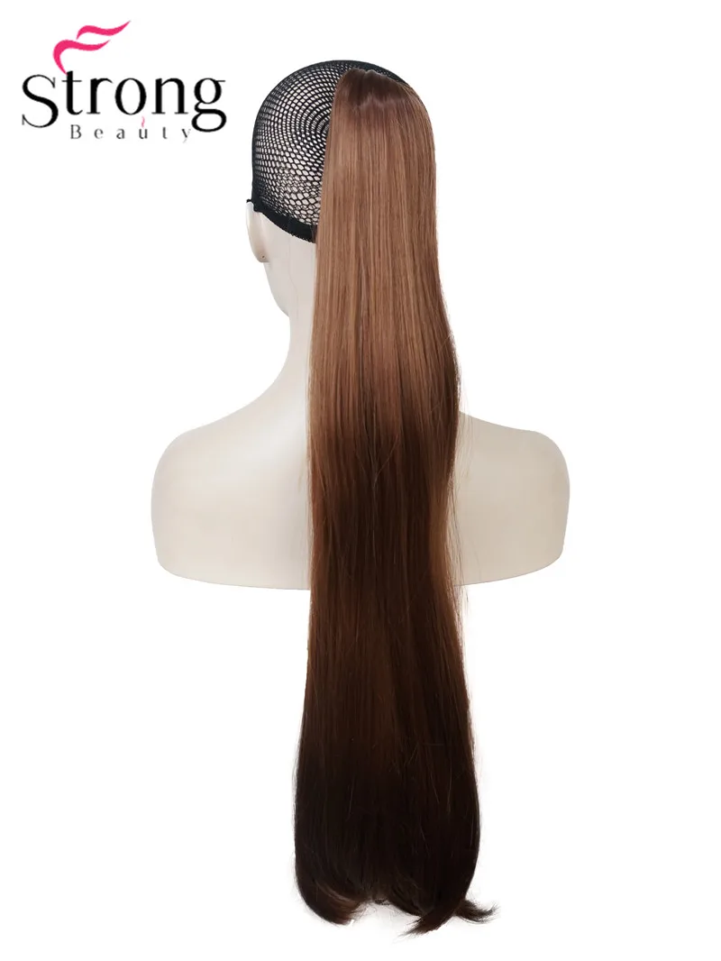 StrongBeauty, длинные прямые накладные волосы на заколках "конский хвост", 26 дюймов, синтетические, стойкие к нагреванию, цвет на выбор