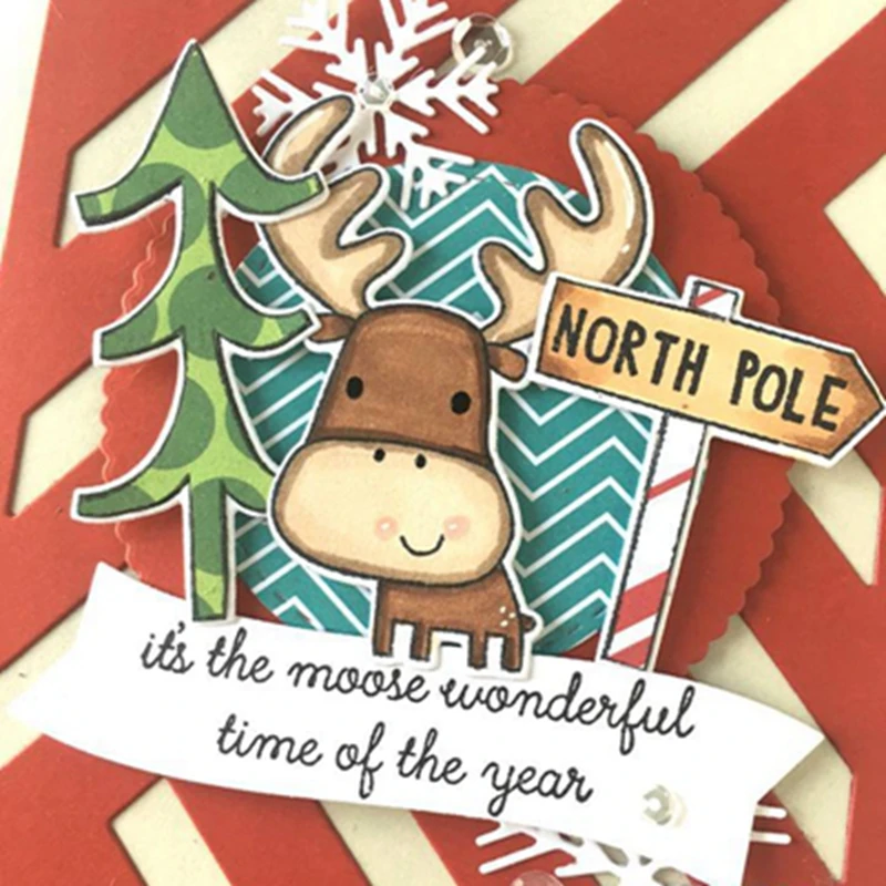 Рождественский штамп в виде лося 4 х4 дюйма прозрачный альбом для фотографий