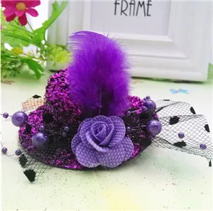 purple Новые Девушки Дети аксессуары для волос шапка чародей ленты цветы шпильки Праздник День Рождения Вечеринка головной убор заколка для волос - Цвет: purple