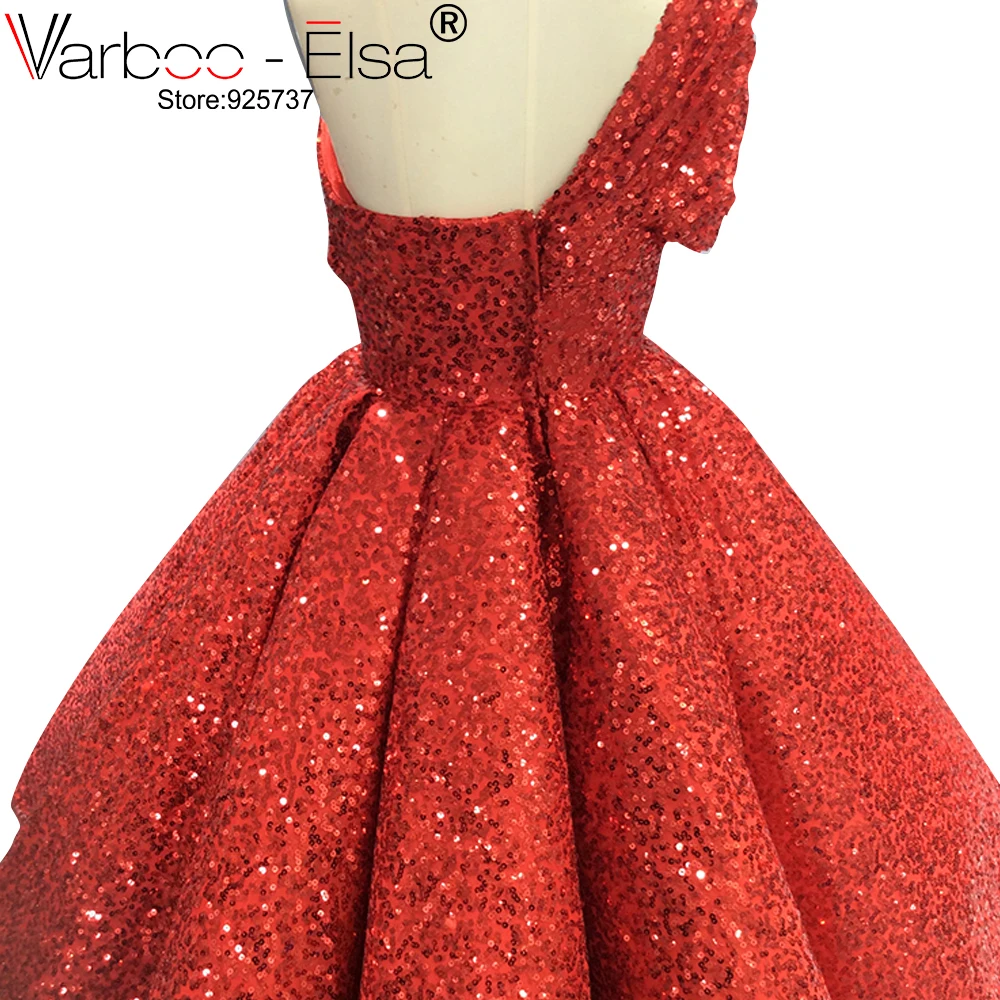 VARBOO_ELSA сексуальное арабское платье на одно плечо красное блестящее бальное из