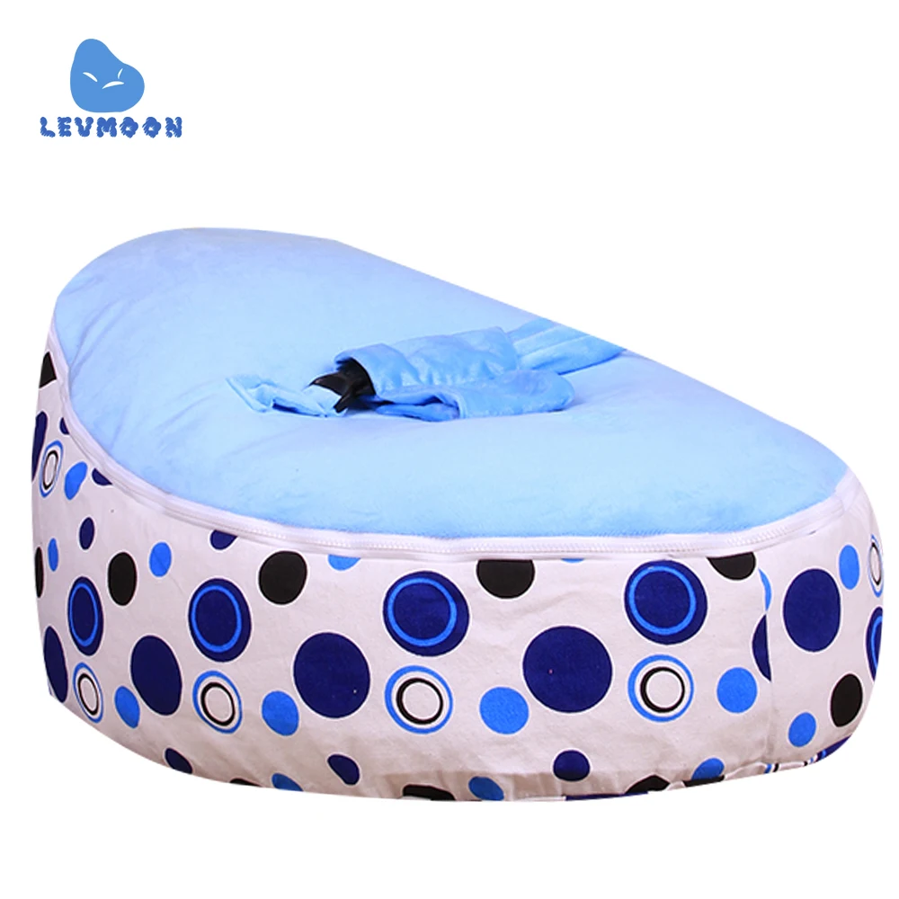 Levmoon средний синий круг печать мешок фасоли стул детская кровать для сна