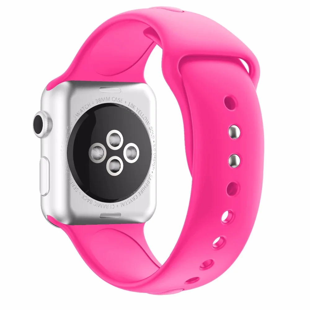 Цветной мягкий силиконовый сменный спортивный ремешок для 38 мм Apple Watch Series1 2 42 мм наручный браслет ремешок для iWatch Sports Edition