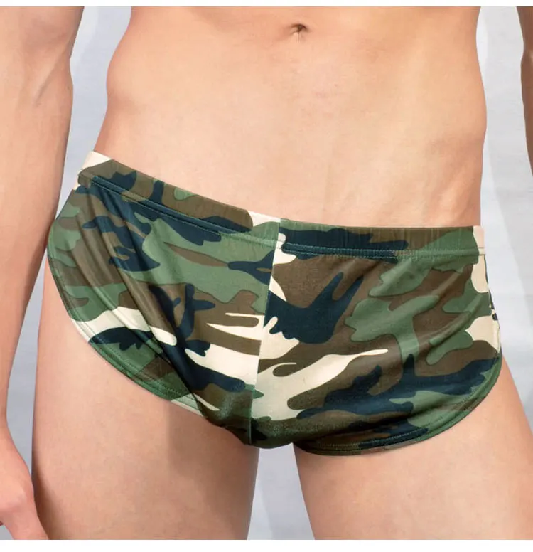 Нейлон Slik повседневное сексуальное мужское нижнее белье спортивные шорты военные забавные трусы для фитнеса Мужское нижнее белье с камуфляжным принтом трусы мужские