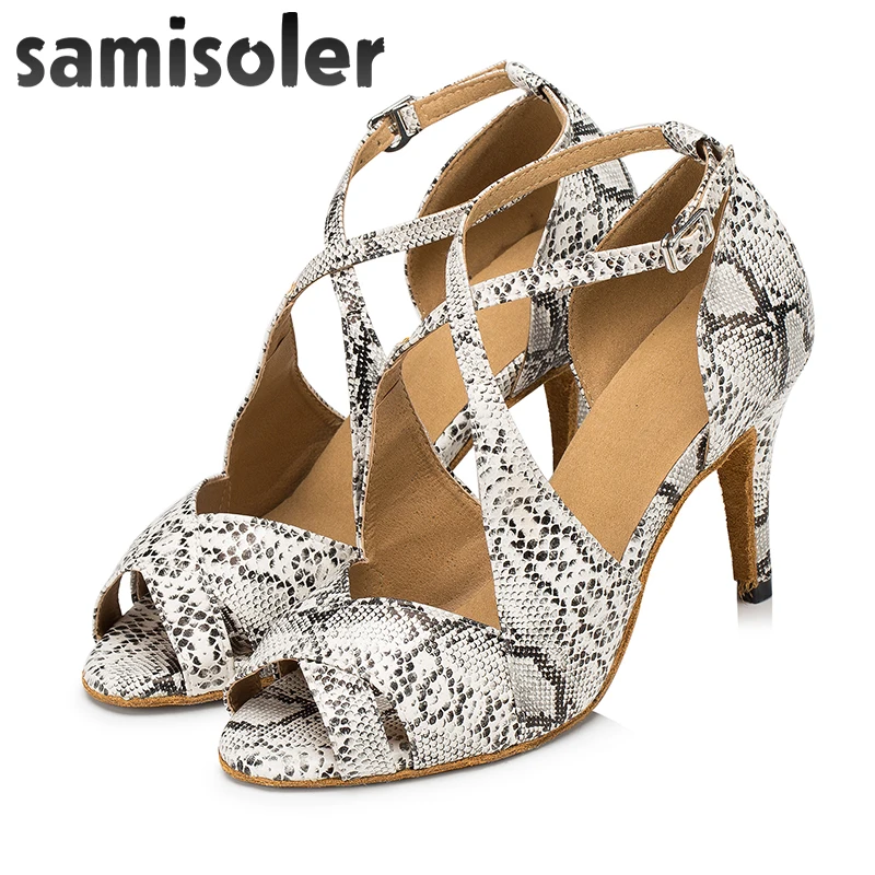 Samisoler Latin Dance Shoes Rainbow Colors bright PU Women's Salsa elegant Ballroom dancing shoes soft tango dance shoes heel