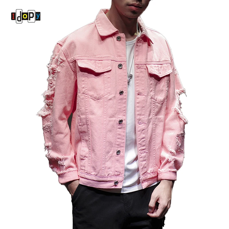 Мужская Модная приталенная рваная джинсовая куртка Idopy в уличном стиле разные