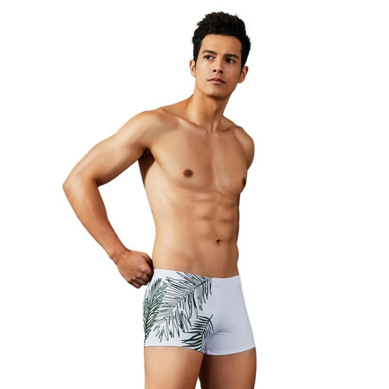 Для мужчин Совета Шорты sunga masculina плавать для лето спа листья бамбука печатных
