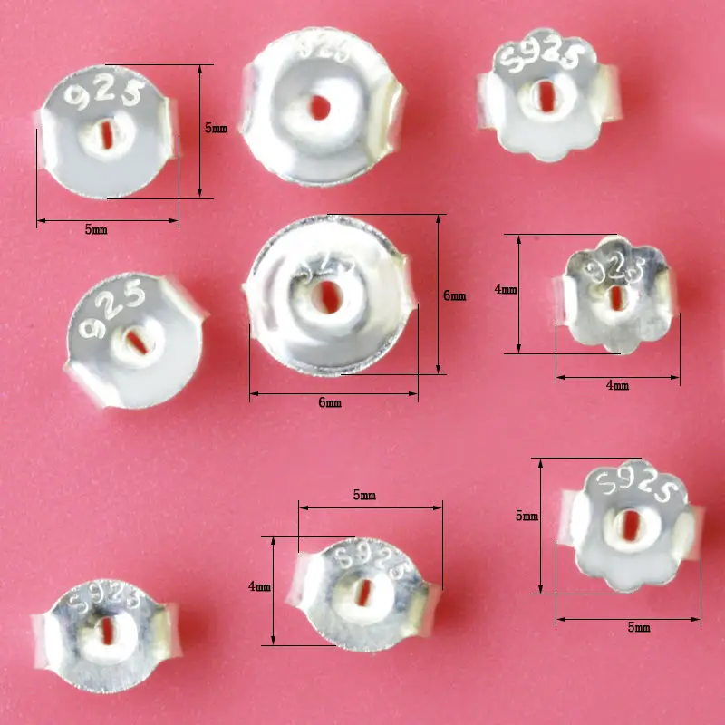 10pcs DIY 925 Silver Earrings Jewelry Accessories Earring Back Earring Plug Bullet Ear Plugging Butterfly End Stoppers 4/5/6mm