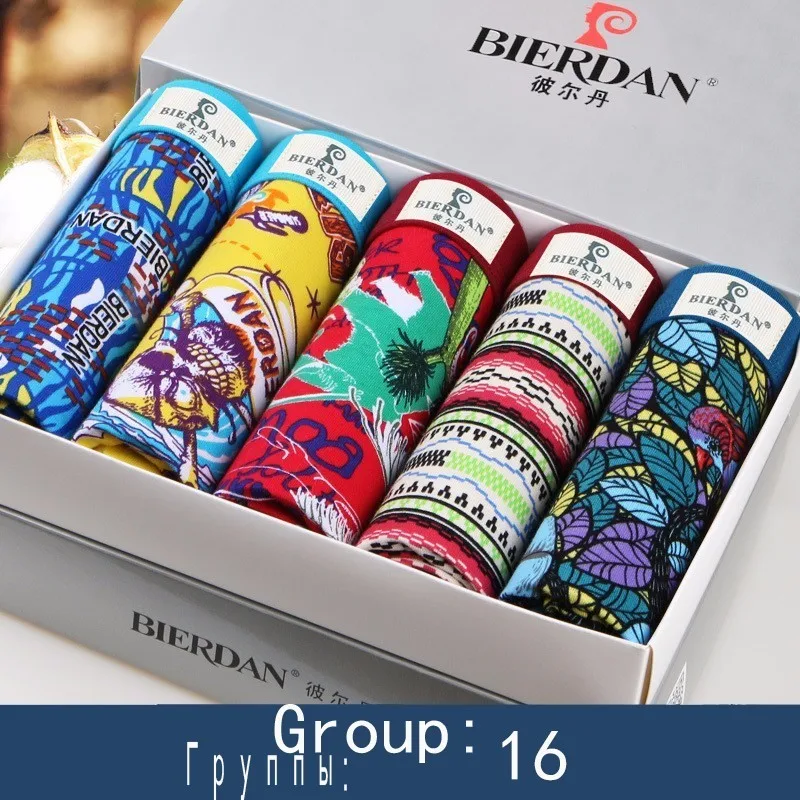 16 BOX bierdan L-5xL бренд почты боксёрские шорты мужчины mens комфортно мужчин boxershorts хлопок сексуально 5pcs / много cueca 24type мужского нижнего белья трусы мужские трусы-боксеры боксеры нижнее белье трусики - Цвет: 16 BOX