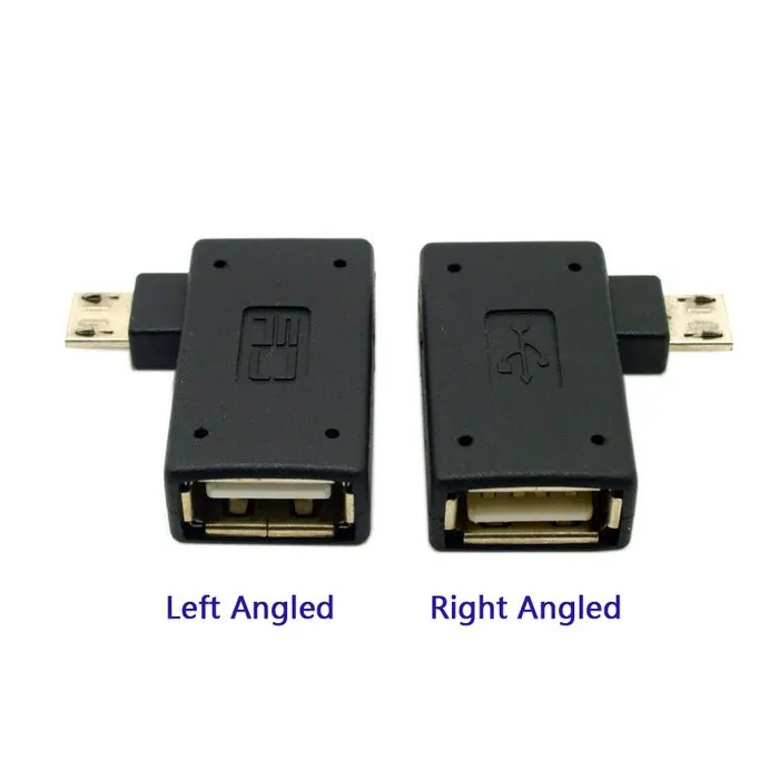 Jimier 2 шт. левый и правый угловой 90 градусов Micro USB 0 хост-адаптер OTG с питанием для