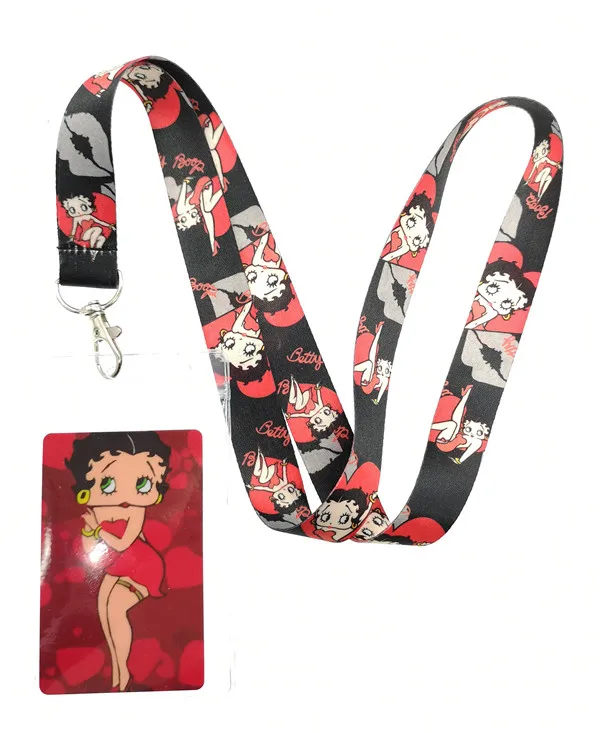 1 шт. сексуальные BETTY BOOP женские ремни на шею, автобус метро Lanyards ID Card, женские брелоки подарки для детей - Цвет: A