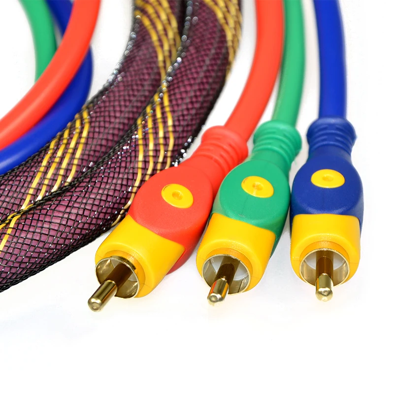 3RCA к 3 RCA штекер штекеру аудио кабель позолоченный интерфейс Ycbcr AV 3X видео 1 5 м для