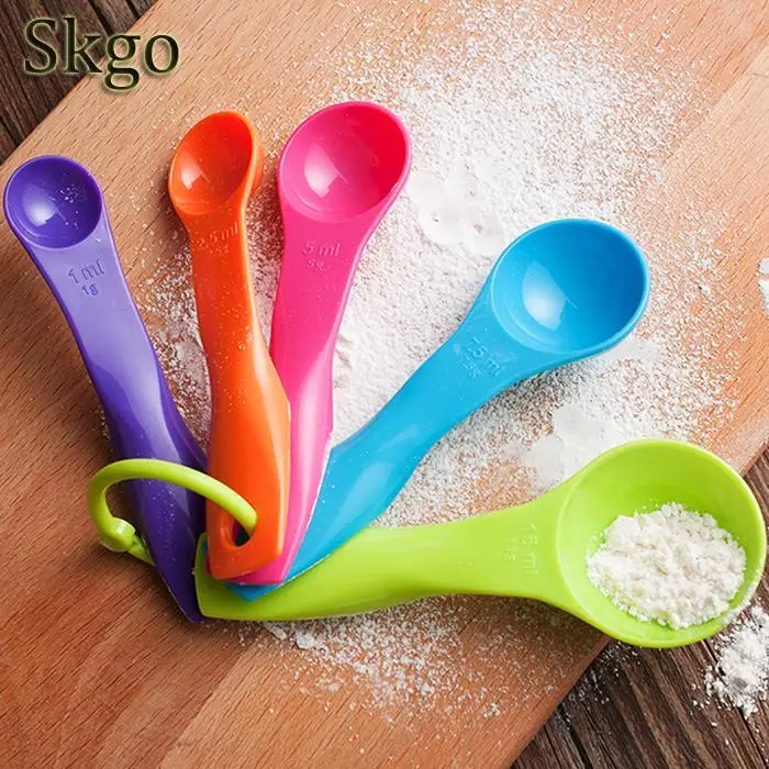 Мерные ложки многоцветная Порошковая кухонная ложка 5 шт./компл. измерительный