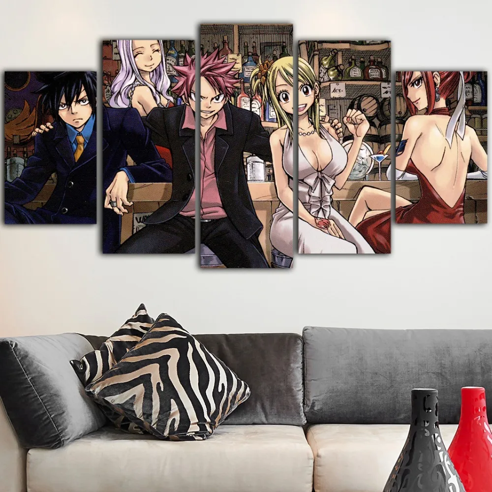 5 шт. постер аниме Сказочный хвост Cuadros Decoracion Dormitorio Tableau роспись холст постеры и