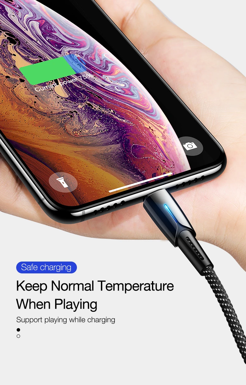 Cafele Lighting USB кабель для iPhone 6, 7, 8 Plus, X XS MAX, XR, Автоматическое отключение питания, 120 A, максимальный кабель для передачи данных для iPhone 180 см, см